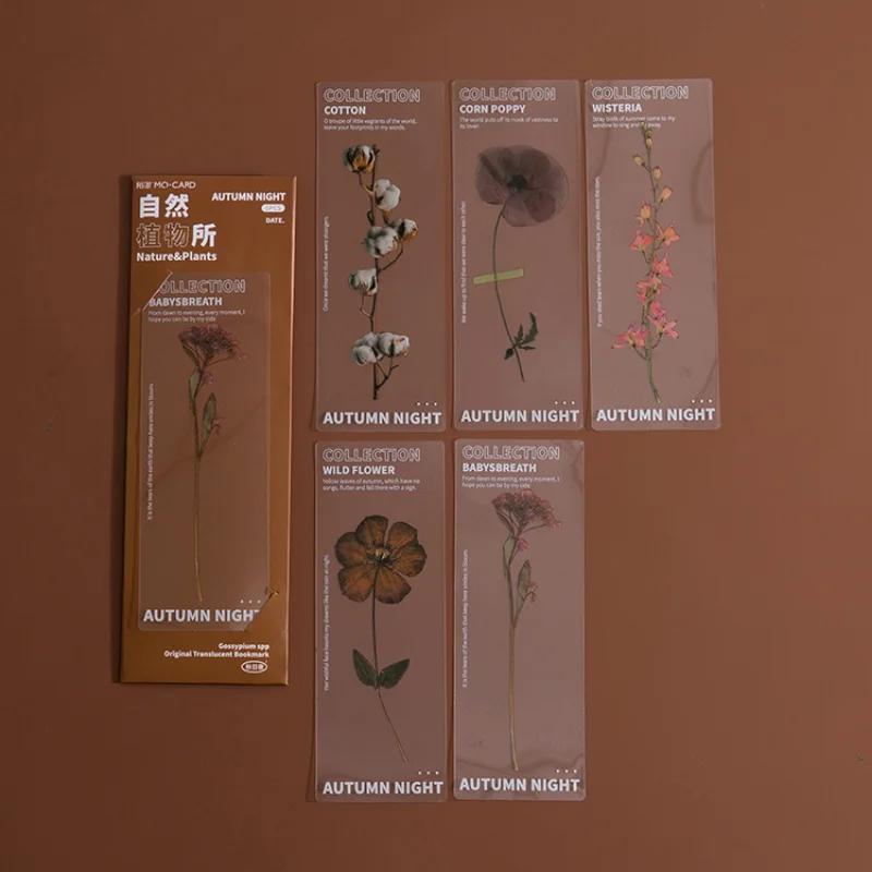 5pcs/Pack Flower Series Bookmarks For Books PET Clear Book Mark Page Marker Cute Stationery Student School Supplies