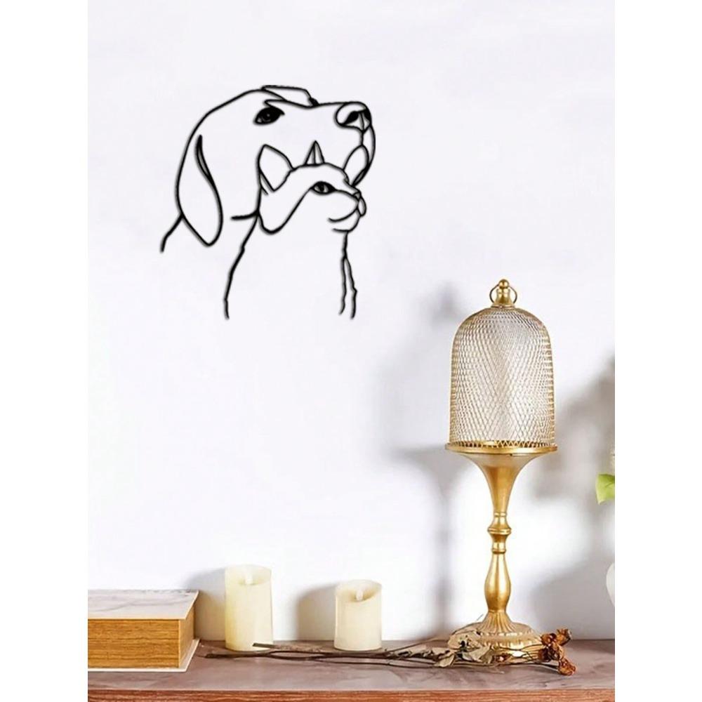 Модный металлический рисунок на стене с изображением кошки и собаки, подходит для украшения на День благодарения и Рождество