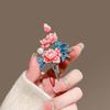 Gemstone Fine Peony Chinese Style Enamel Delicate Flower Brooch Color Cheongsam Hanfu Accessories Luxury Brooches For Women PD1974