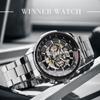WINNER Лучшие деловые часы полностью автоматические механические часы полые водонепроницаемые мужские светящиеся часы из нержавеющей стали
