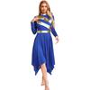 Metallic Patchwork Dress for Women Long Sleeve Worship Praise Tunic Irregular Hem Dance Costume