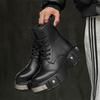 2025 Men's Motorcycle Boots Handmade Leather Lace-Up Platform Shoes Retro Street Style Comfy All-match Ankle Boots