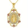 Huitan Women Pendant Necklace God Rose Religious Gold Color Accessories for Anniversary Party Charming Jewelry Inlaid Shiny CZ