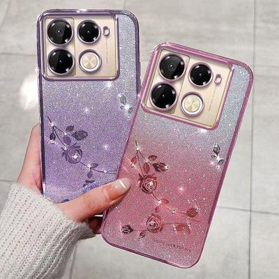 Чехол для телефона Infinix Note 40 Pro 5G/4G/Note 40 Pro Plus 5G, вспышка розовый цветок прозрачный противоударный защитный чехол роскошный бриллиантовый сияющий защитный чехол