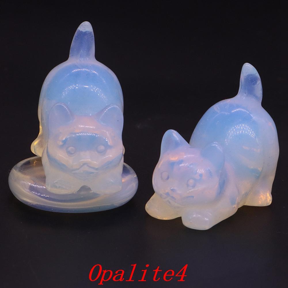 Amethyst Rose Quartz Cute Cat Statue Natural Stone Carved Healing Crystal Animal Figurine Reiki Gemstone Craft Home Decor Gift
