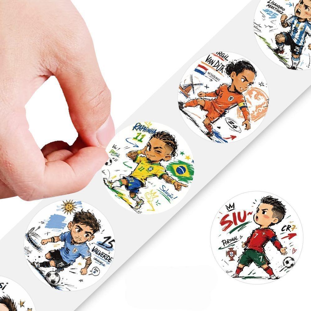 500Pcs/Roll Cartoon Football Star Stickers Soccer Decals For School Reward Stickers Decoration Encouragement Sticker For Gift