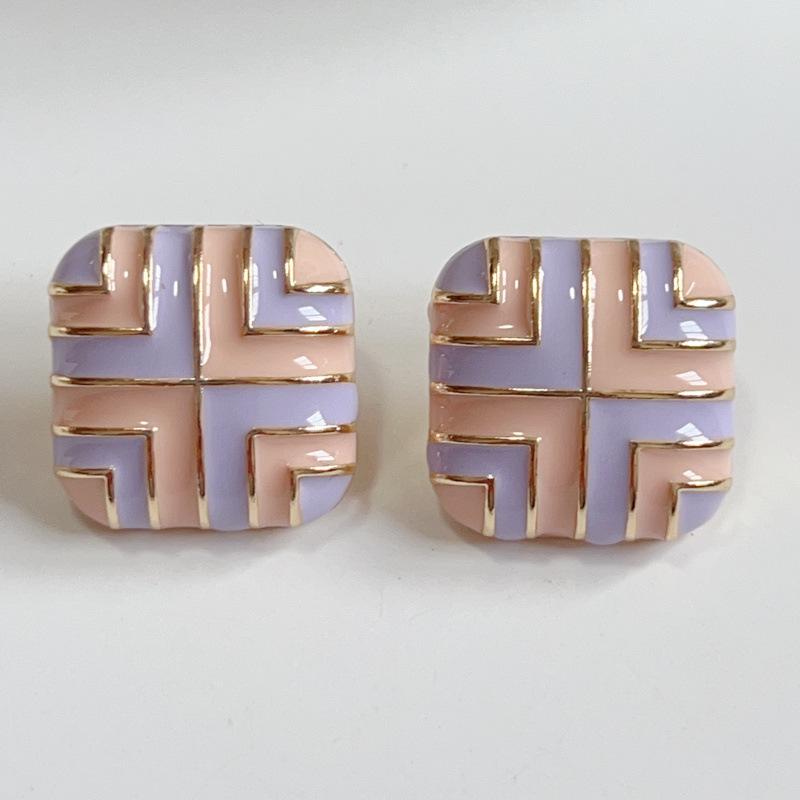 Винтажные квадратные серьги-пусеты из эмали в стиле Гонконга из серебра 925 пробы в модных цветах