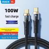ROCK Z21 100 Вт Type-C на Type-C Прозрачный кабель для быстрой зарядки
