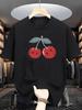 Girls Casual Short Sleeve Round Neck TShirt Summer with Fabric Playful Casual Shirts for Girls Cherry Graphic Tee Comfortable