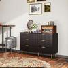 6-Drawer Chest of Drawers, Gold Handles and Legs, 120x40x76.5 cm, Black