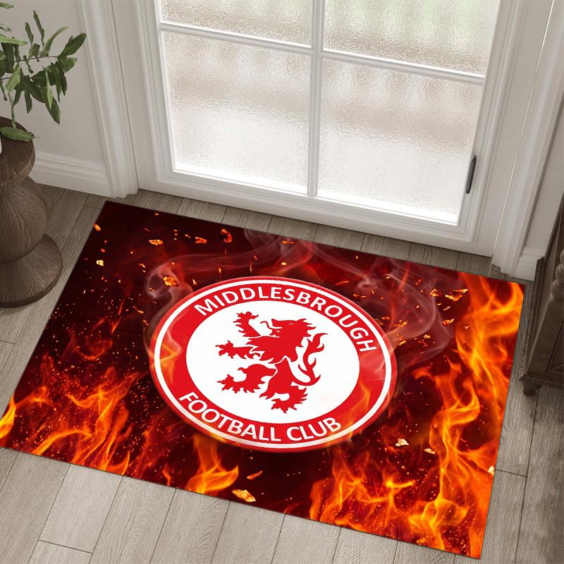 Middlesbrough Football Design Crystal Velvet Carpet Cozy Non?Slip Printed Rug For Bedroom Living Room Entrance