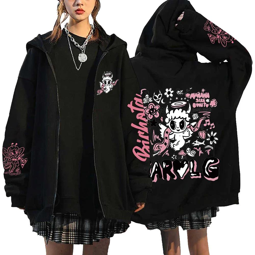 Куртка на молнии Karol G Bichota Print Hip Hop Streetwear Manana Sera Bonito Толстовки Свободные повседневные флисовые толстовки Одежда Y2K