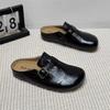 Сумка с плоским дном, полутапочки, женская верхняя одежда, весна 2025 новый ретро плоская подошва ленивые черные туфли мюли на одном каблуке