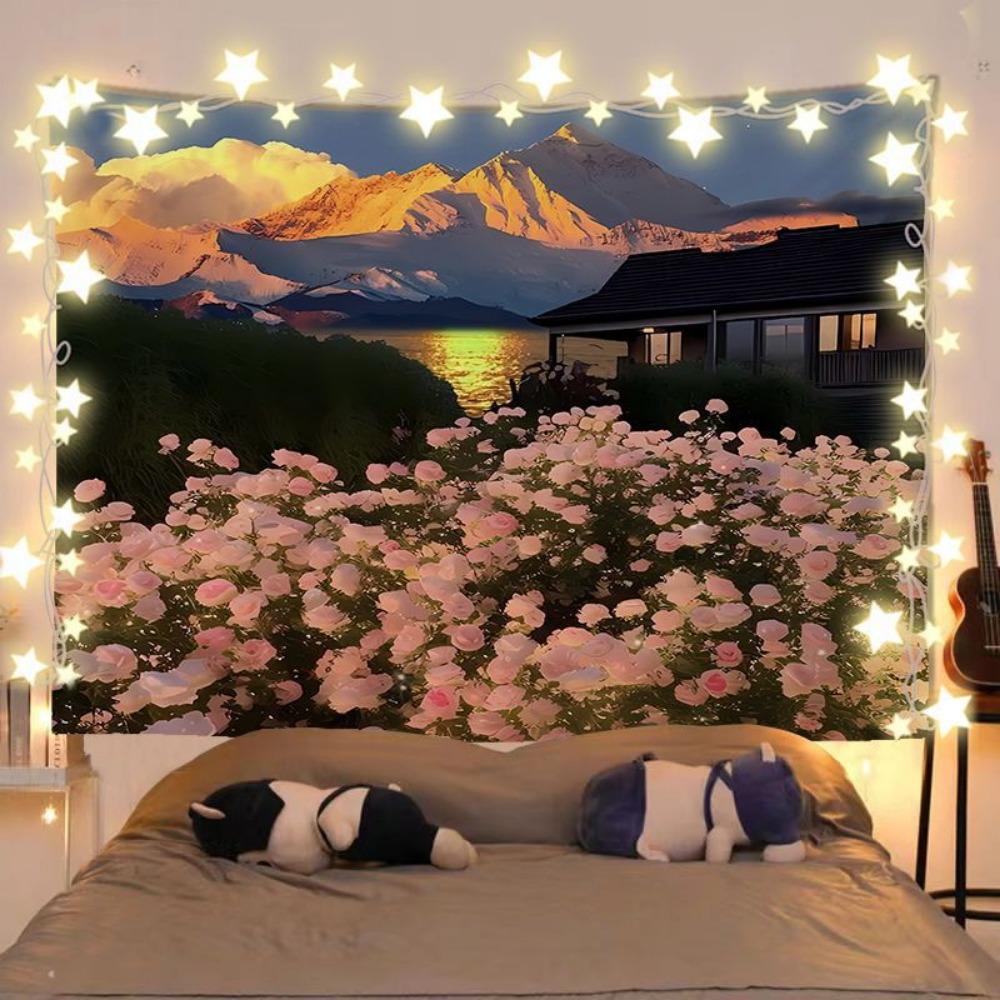 Floral Sea Blanket Rental House Renovation Fabric Living Room Background Wall Hanging