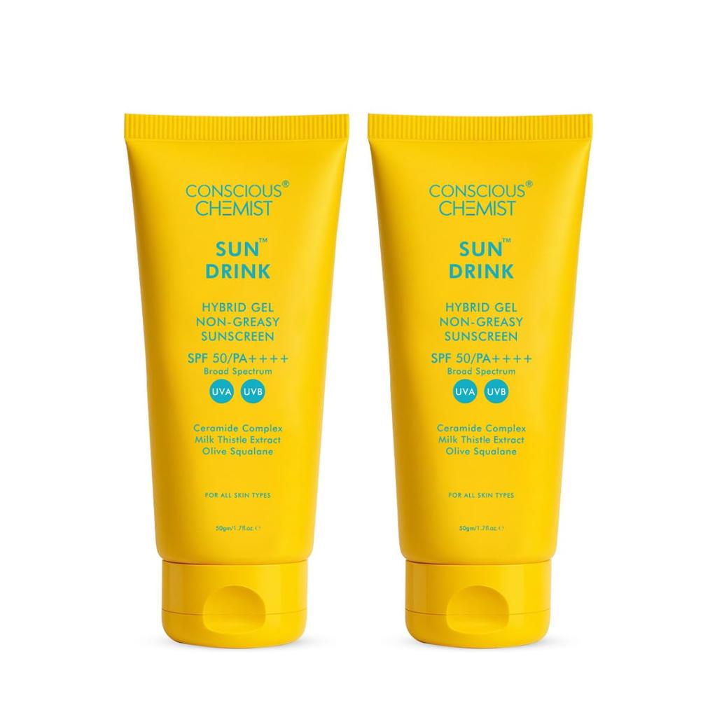 Conscious Chemist® Sun Drink Солнцезащитный крем SPF 50 PA++++ 50 г | Протестировано in-vivo Широкий спектр защиты от UVA и UVB | Легкий гель с керамидами, оливой