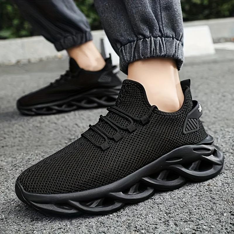 PLUS SIZE Mens Fashion Sneakers - Solid Woven Knit, Blade Design, Ultra-Breathable & Non-Slip - Soft Sole, Comfortable Casual Shoes for All-Day Wear