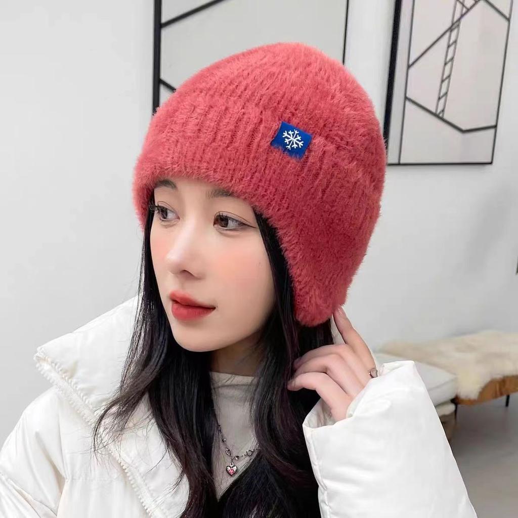 Wool hat, autumn and winter warm knitted hat, ear-covering hat, women's outdoor cycling windproof hat, men's beanie