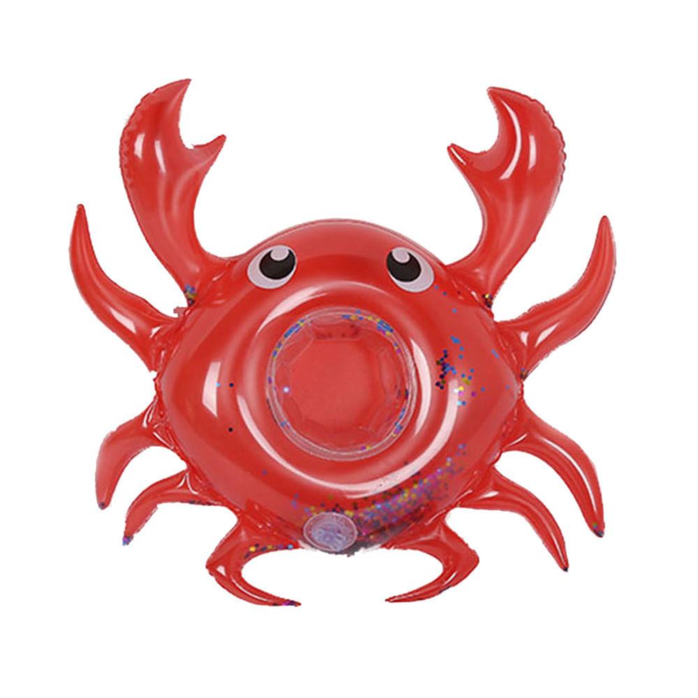 Pvc Inflatable Water Toy Red Crab Coaster Floating Cup Holder For Pool Parties