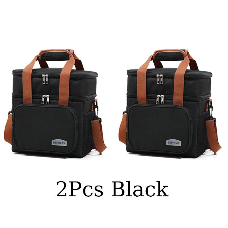 Сумка для пикника большой вместимости с термоизоляцией, двухслойная сумка для хранения на плечо с ручкой, водонепроницаемая Оксфордская сумка для ланча, пакет со льдом