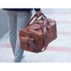 Handmade Brown Leather Duffle Bag: Personalized Weekender Travel Bag