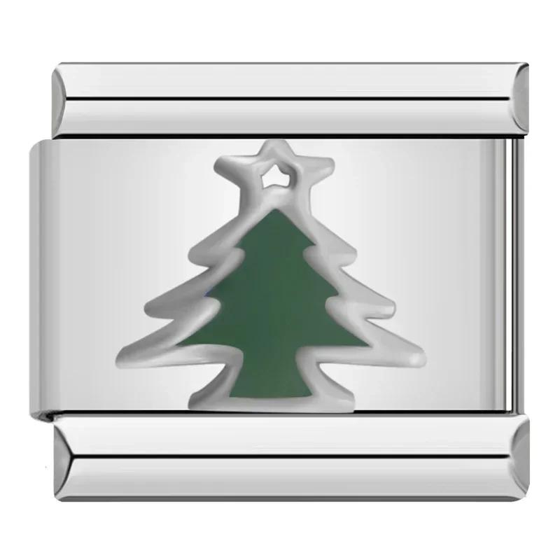 9mm Width Original Daisy Heart Flower Butterfly Cross Green Italian Charm Bracelet Stainless Steel Jewelry Making DJ001