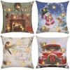 1pcs Creative Christmas Theme Cushion Pillow Cover Fashion LED Light Decorative Throw Pillowcase Classic Santa Claus Dust Cover