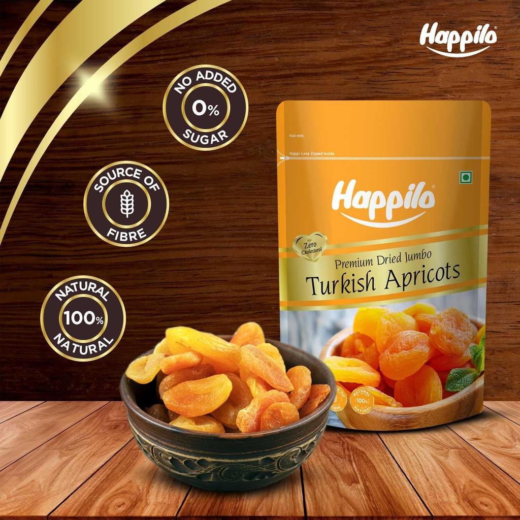 Турецкий сушеный абрикос (200 г), Premium Dried Jumbo Turkish Apricot, Happilo