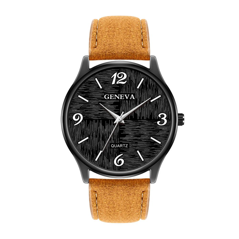 Men Student Fashion Leather Band Quartz Wrist Watch