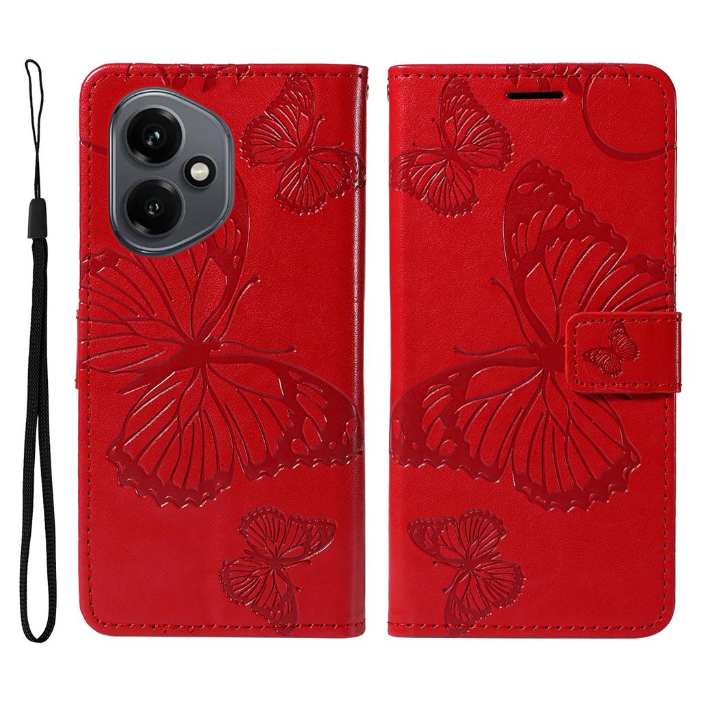 Для Honor 400 5G (Глобальный) Чехол-кошелек Кожаный чехол для телефона с цветочным тиснением и бабочками Подставка