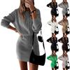 Women's Winter Rib Knit Pullover Sweater Fashion Fall Dresses Long Sleeve Hooded Bodycon Dress