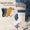 5 пар весенних носков средней длины с двойным воротником для мальчиков, модные спортивные носки с высокой посадкой для девочек, осенняя одежда для детей, теплая