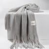 New Autumn And Winter Scarf For Women With A High-End Feel Solid Color Tassel Knitted Shawl Versatile And Warm Thick Scarf