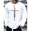 Мужская футболка с длинным рукавом с принтом креста в религиозном стиле Теплая футболка с длинным рукавом для мужчин, подходящая для осенне-зимнего сезона