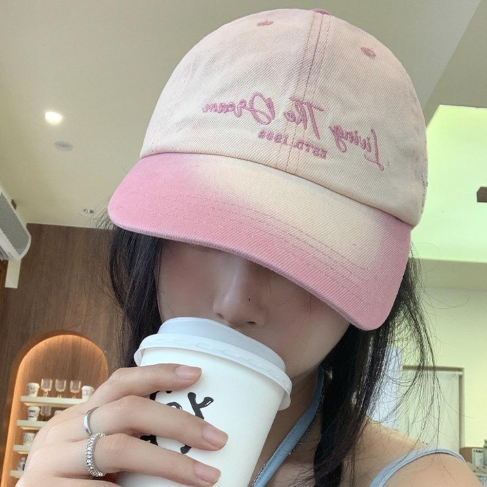 Бейсболка градиентного цвета с вышитыми буквами и изогнутыми полями, модная солнцезащитная шляпа для женщин и девочек