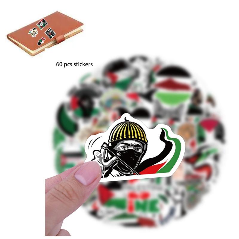 Palestinian Graffiti Stickers Wholesale Pack Of 60 Waterproof Stickers For Cars Luggage Water Bottles And Skateboards