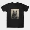 Men Black Print T-shirt Super Large TShirt Raccoon Mugshot by Buck Tee No-Cut Transfer Paper Print Cotton Tshirt