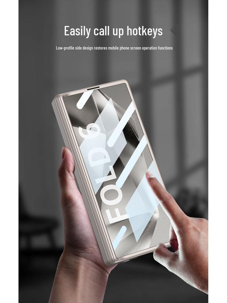 Чехол для Samsung Z Fold6: Гладкая кожа, Магнитная петля, Встроенная защитная пленка для экрана, Креативный трансграничный дизайн