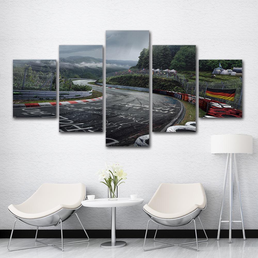 Печать на холсте, 5 шт., постер с раллийной дорогой Нюрбургринга, пейзажная живопись, настенные художественные фотографии для гостиной, домашний декор