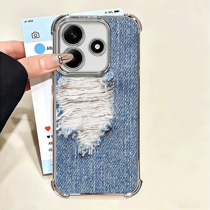 Мягкий чехол для телефона с ретро-джинсовым узором для Xiaomi Poco X7 X8 Pro Max X6 X5 X3 F8 Ultra F7 M8 M7 M5S Redmi 15C 15A 15 14C 13C 12C 13