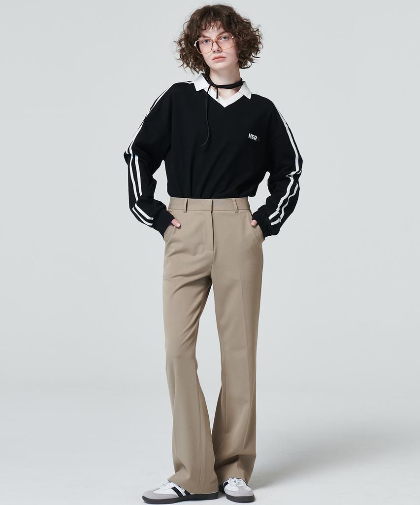 MALOUPE 2112 Semi-Wide Pants (Beige)