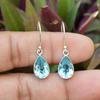 Серьги с подвесками из голубого топаза и груши, серьги ручной работы, дизайнерские серьги, подарок для нее, подарок на годовщину, серебро 925 пробы