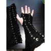 Long Gloves Lace Up Wrist Long Sleeves Half Finger Gloves
