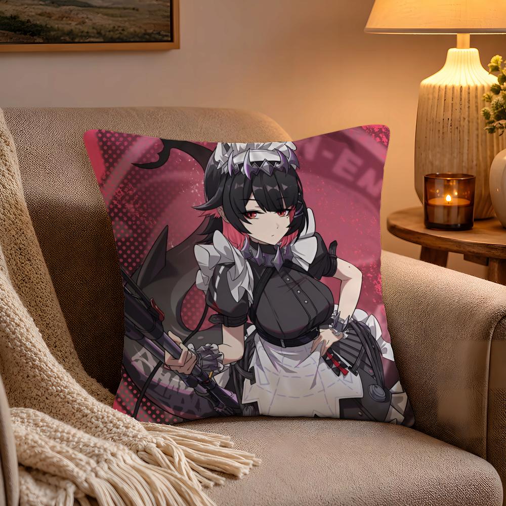 Game ZZenless Zone Zero Ellen Joe Pillow Case Soft Plush Cushion Cover Double Print and Invisible Zipper for Sofa Home Car Use