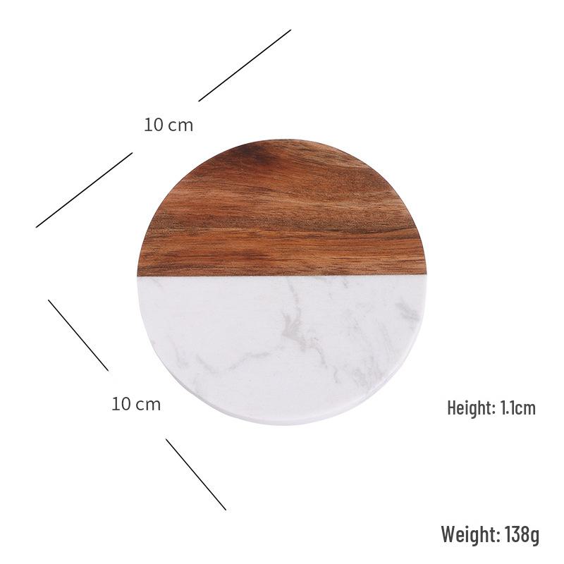 Acacia Wood Food Tray with Resin Marble Coaster - Perfect for Serving Tea, Bread, Fruit and Dinner