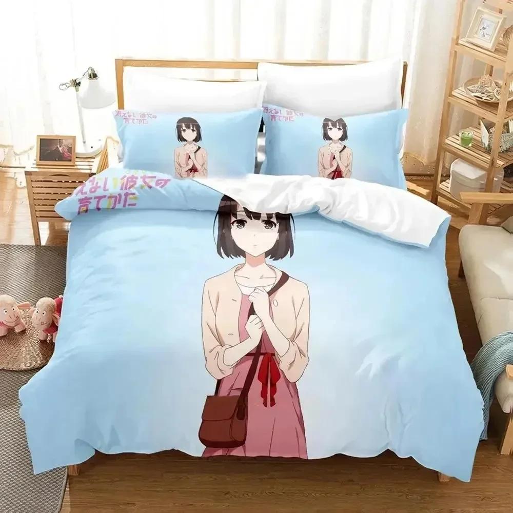 Luxury New 3D Print Anime Megumi Kato Saekano Bedding Set Duvet Cover Bed Set Quilt Cover Pillowcase Queen Boys Adult Bedding