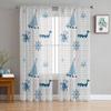 Wave Sailing Octopus And Whale Sheer Curtains for Living Room Modern Voile Curtain Bedroom Tulle Curtains Window Drapes Decor