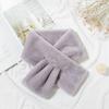 Elegant Winter Warm Faux Rabbit Fur Plush Neckerchief Wrap Neck Warmer Solid Color Cross Scarf