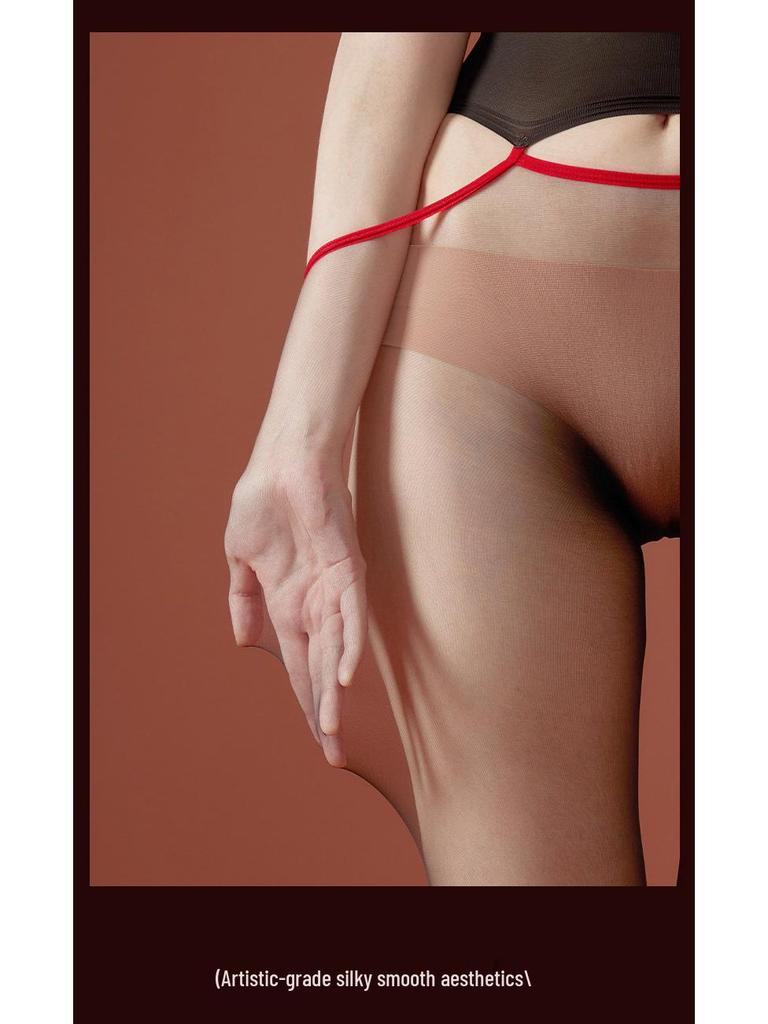 Ultra-Thin Black Silk Men's 360 Seamless Open Crotch Stockings with JJ Sheath