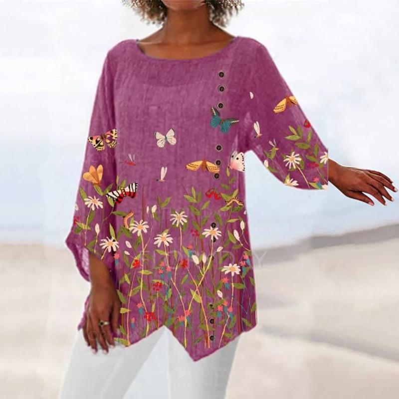 QICED Women's Fashion Casual 3/4 Sleeves  V Neck Blouses & Shirts