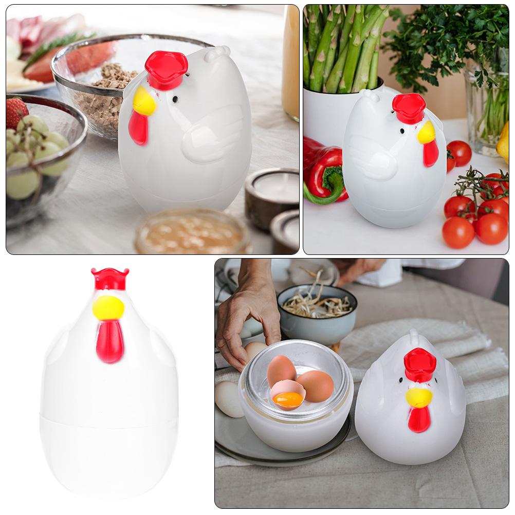 Nonstick Cookware Microwave Egg Boiler Steamer Chicken Shaped Kitchen Gadget Cooker White